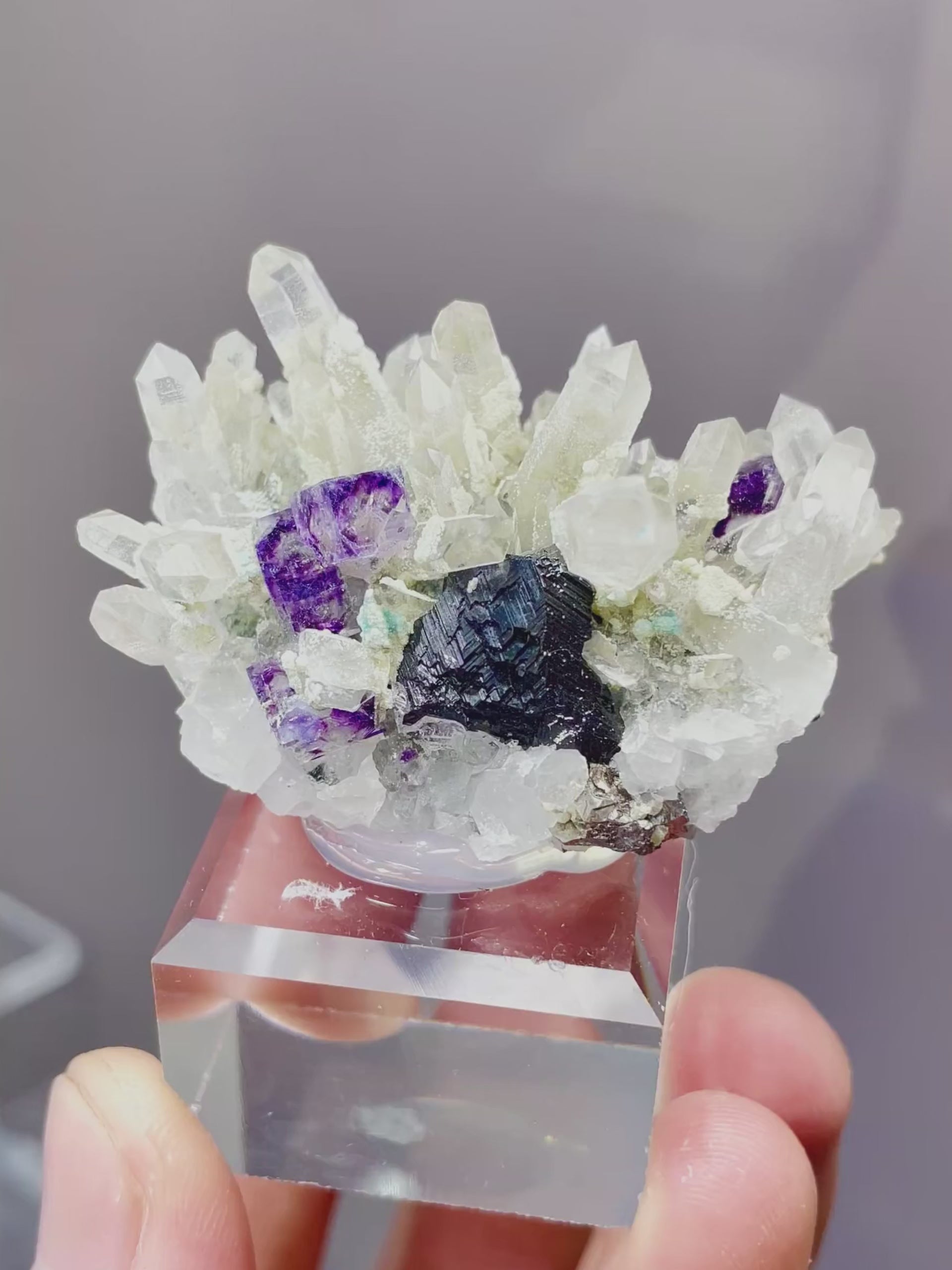 Natural Phantom Fluorite and Crystal Clusters coexist with Wolframite ...